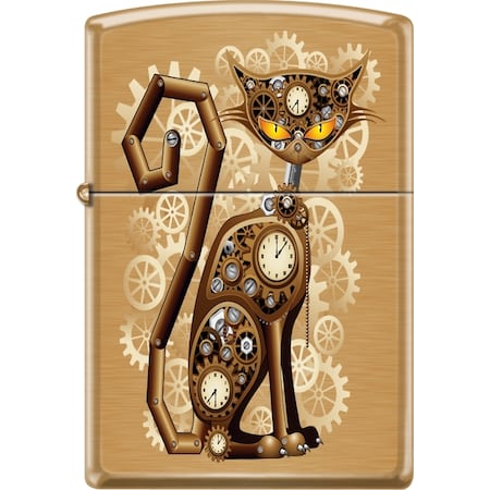 Zippo 2024 Zippo Custom Brushed Brass Steampunk Cat ZIP-204BCI018404